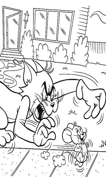 kolorowanka Tom goni Jerry malowanka do wydruku z bajki dla dzieci, do pokolorowania kredkami, obrazek nr 43